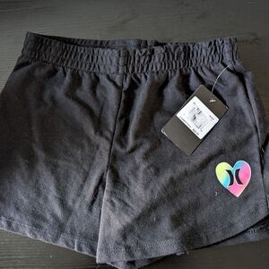 Girls Hurley Black Shorts Pink Heart Size Large - NWT